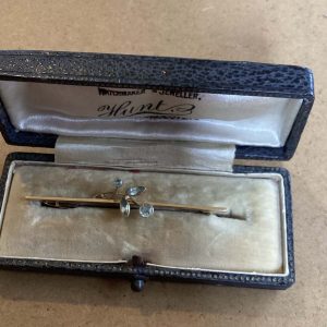 Antique Gold & Aquamarine Bar Brooch