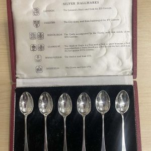 Cased Set of Silver Spoons Detailing the Assay Offices
