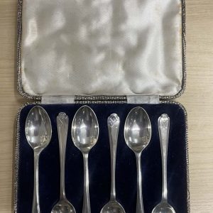 Cased Set of Silver Spoons with Golf Clubs